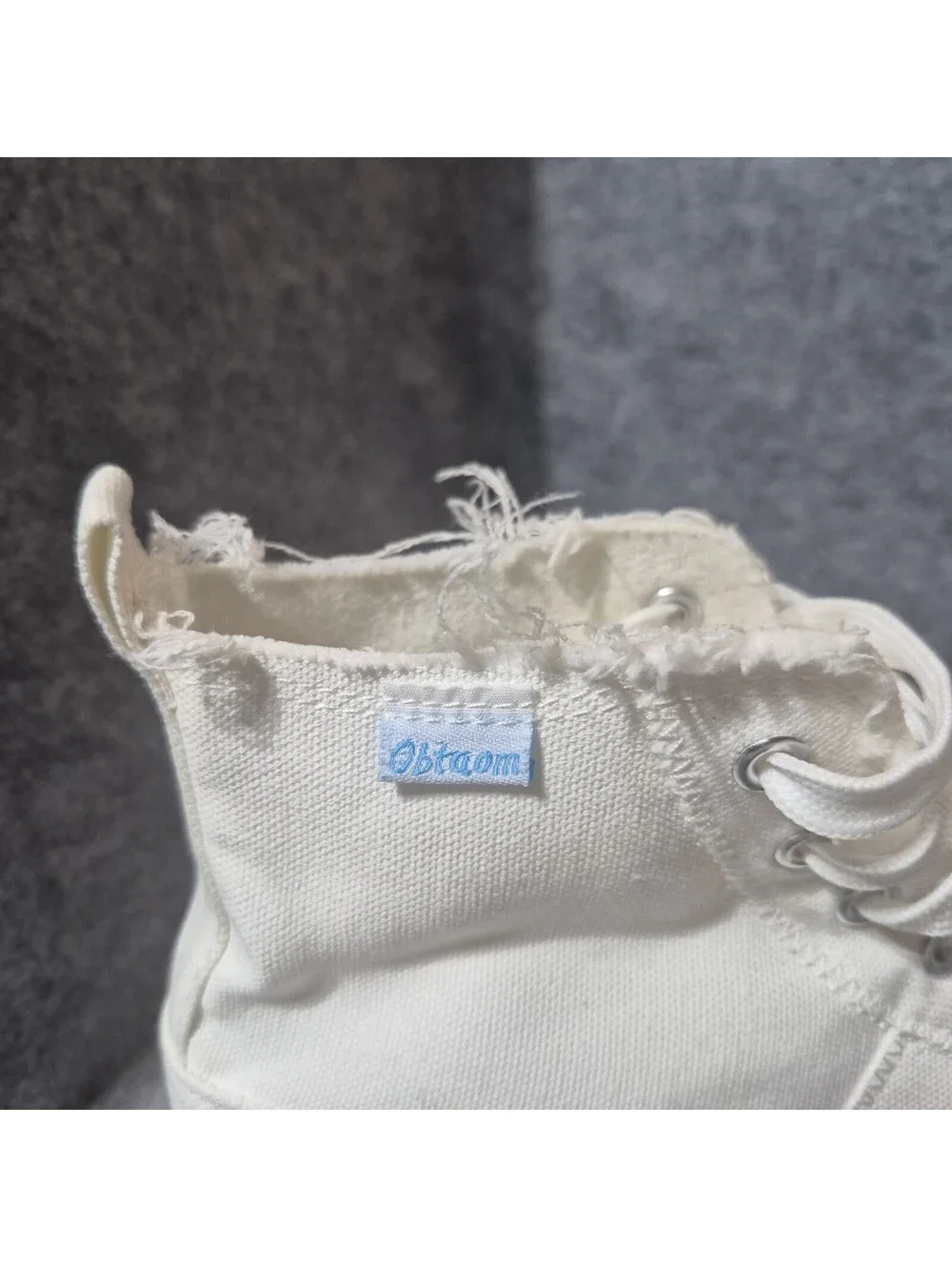 Obtaom Women's Canvas Lace Up High Top Sneaker Size 8 White